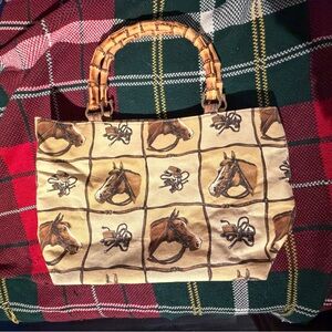 Equestrian Print Bamboo Purse